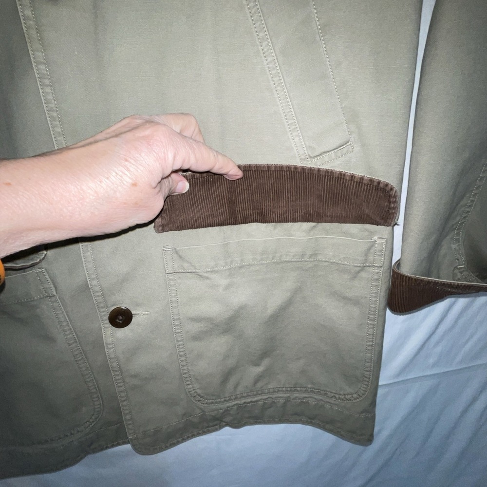 Vtg LL Bean Chore Coat Mens Medium 90s Fish Animal Lined Barn Farm Jacket 0BGW5 - Picture 12 of 16